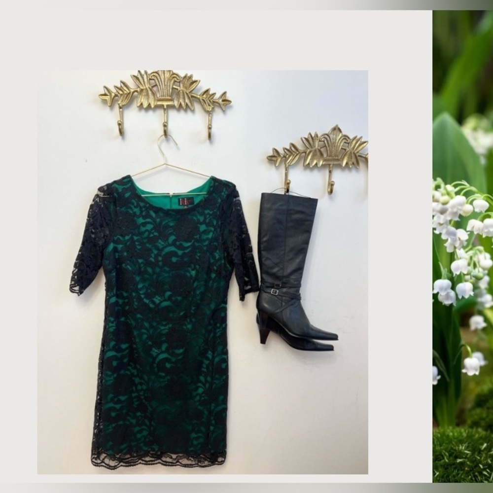 Fall ready🍃🍂Romantic Elegant Green/black fusion Dress L